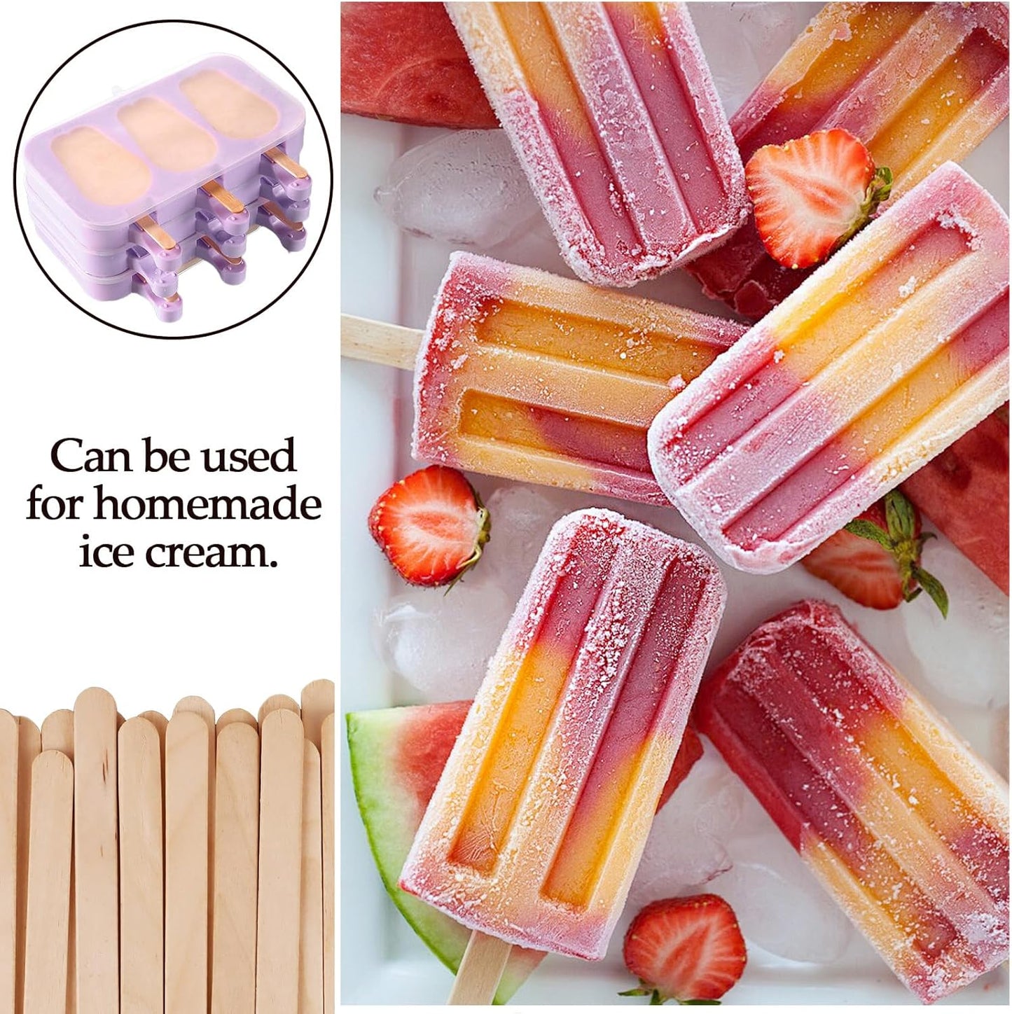 Craft Sticks - 200 Pcs Natural Wood Popsicle Sticks for DIY Crafts - 4.5 Inch Length