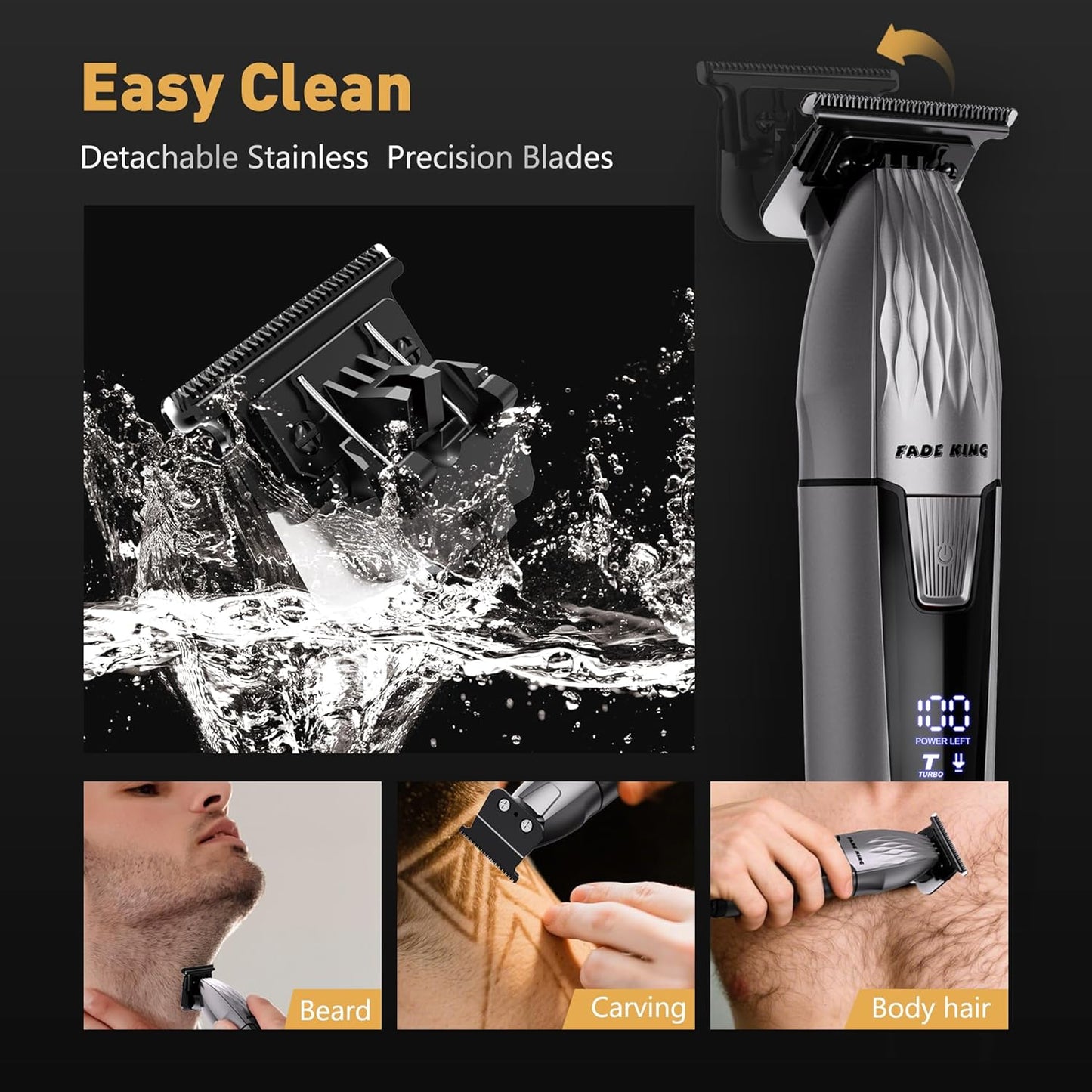 FADEKING® Professional Hair Clippers - Cordless Beard Trimmer Kit for Hair Cutting & Grooming | Ideal Gift for Men
