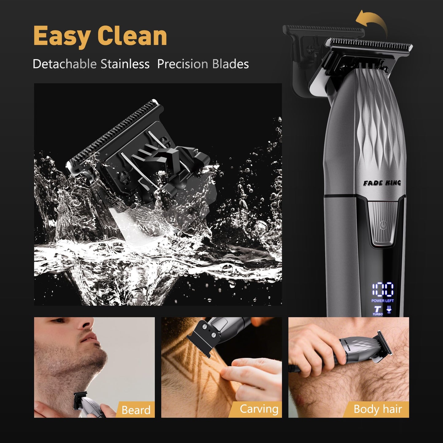 FADEKING® Professional Hair Clippers for Men, Cordless Beard Trimmer Kit for Hair Cutting & Grooming, Zero-Gap Barber Clippers Set, Ideal Mens Grooming Gift for Father’s Day/Birthday