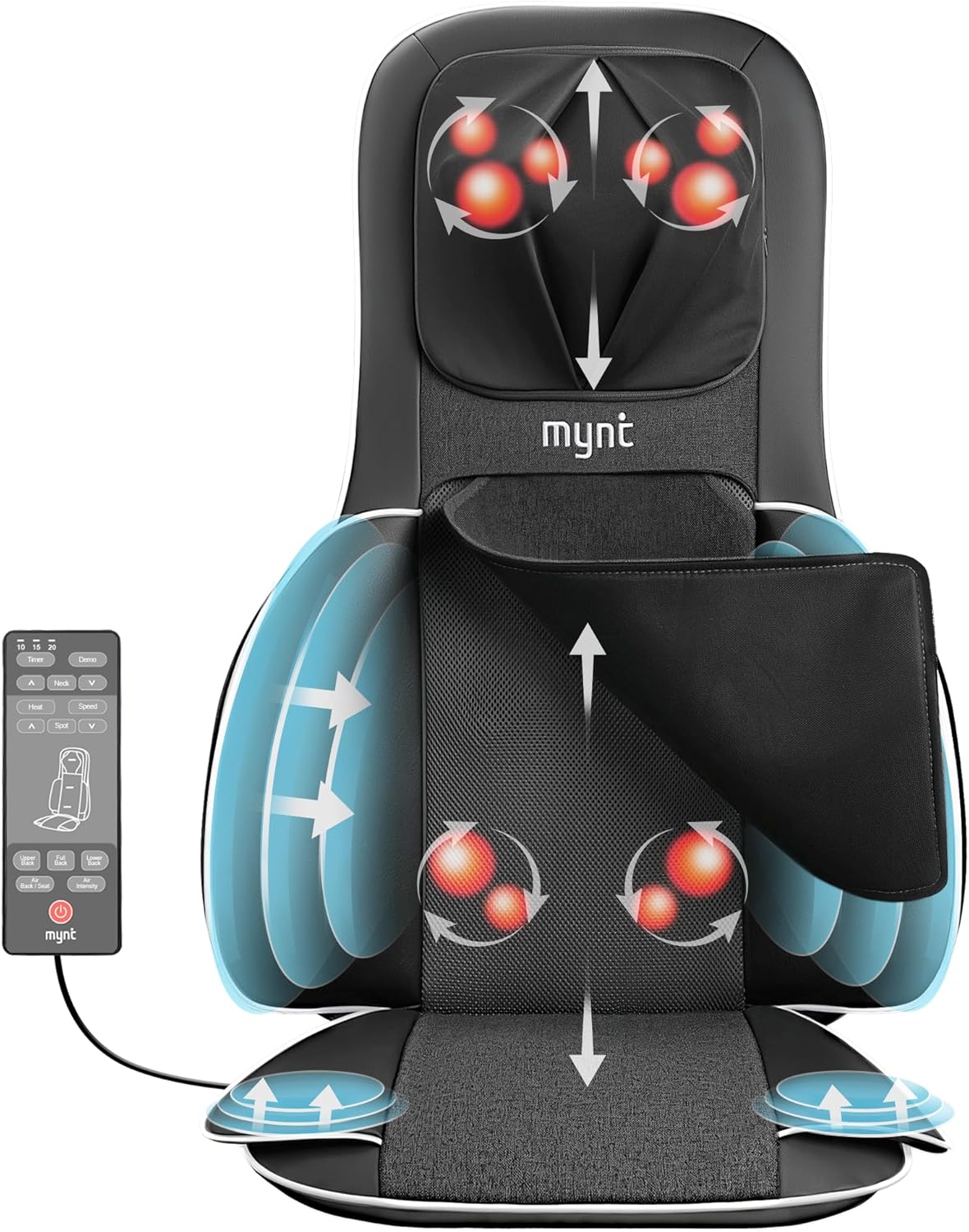 Shiatsu Neck and Back Massager - FSA Eligible HSA Approved, 10 Deep Kneading Nodes, 2D & 3D Adjustable with Heat | Portable Massage Chair Pad