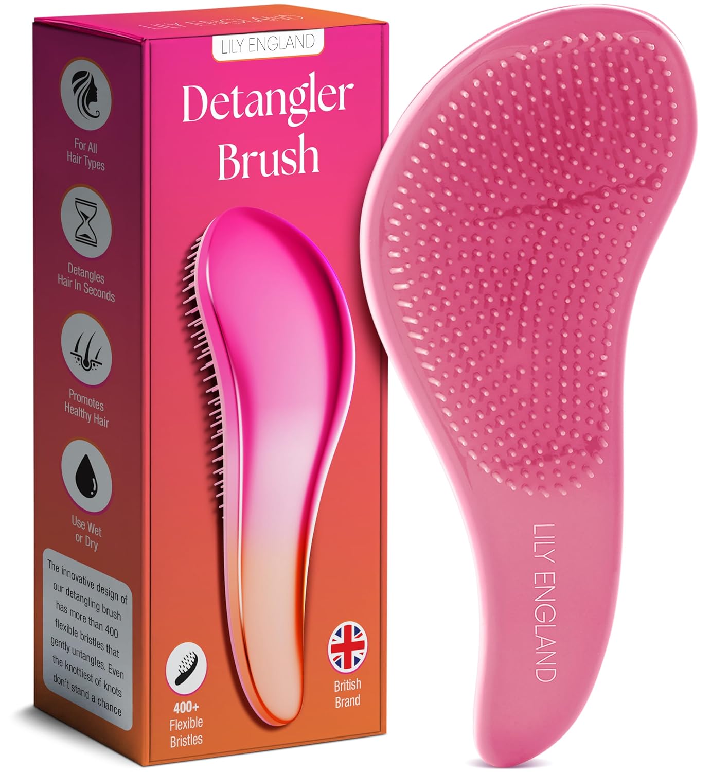 Gentle Detangler Hair Brush for Curly & Thick Hair - Flexible Bristles for Wet & Dry Use | Rose Gold