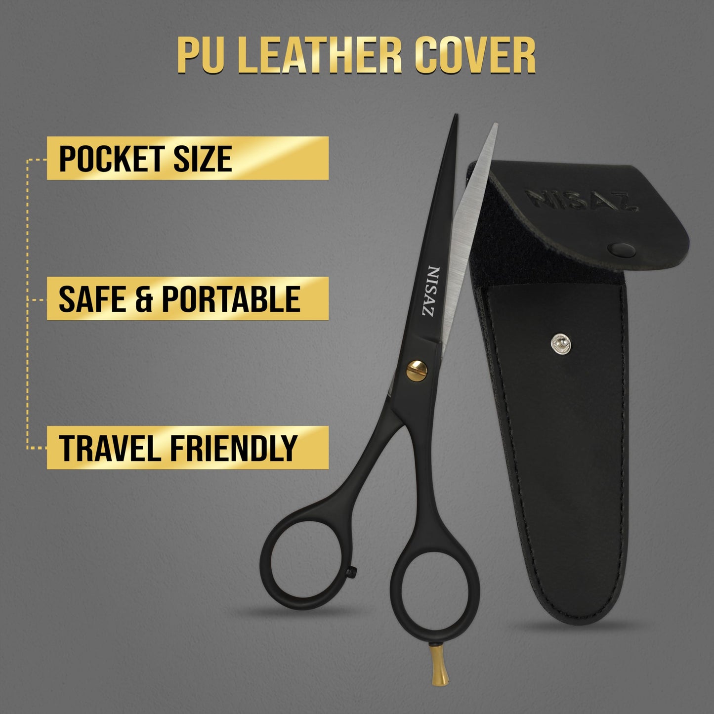 Professional 6.5” Matte Black Hair Scissors – Ultra Sharp Premium High Carbon Stainless Steel Barber Shears, Ergonomic Design Hair Cutting Scissors for Home & Salon – Gift-Boxed with Leather Pouch