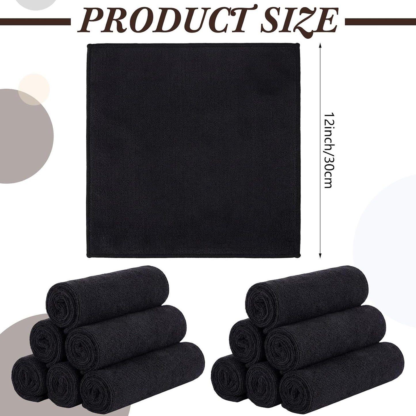 40 Pcs Cotton Wash Cloths - Soft Quick-Drying Bath Towels for Women | 12 x 12 Inch, Black