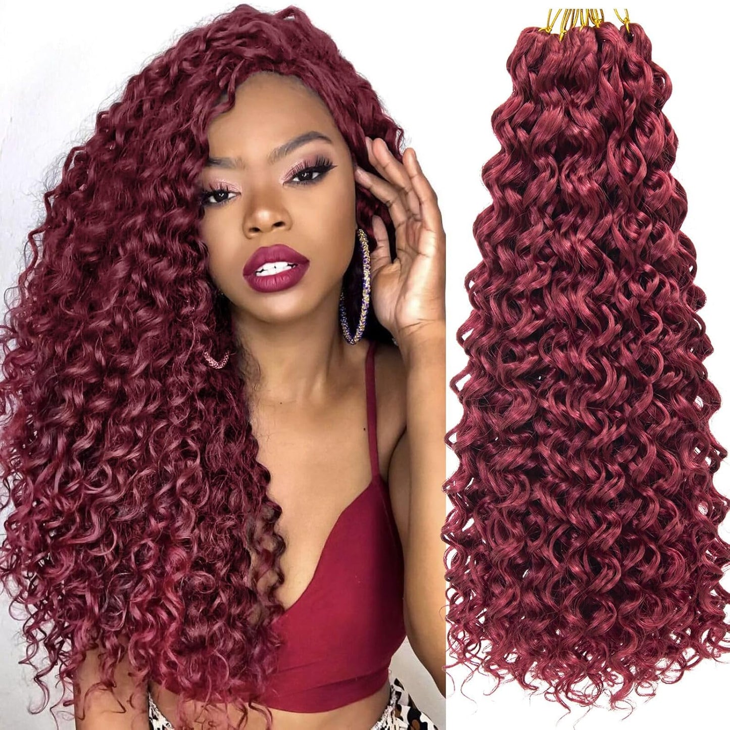 Water Wave Crochet Hair Extensions - Blonde Synthetic Bohemian Braids | 14 Inch Deep Wave (27#)