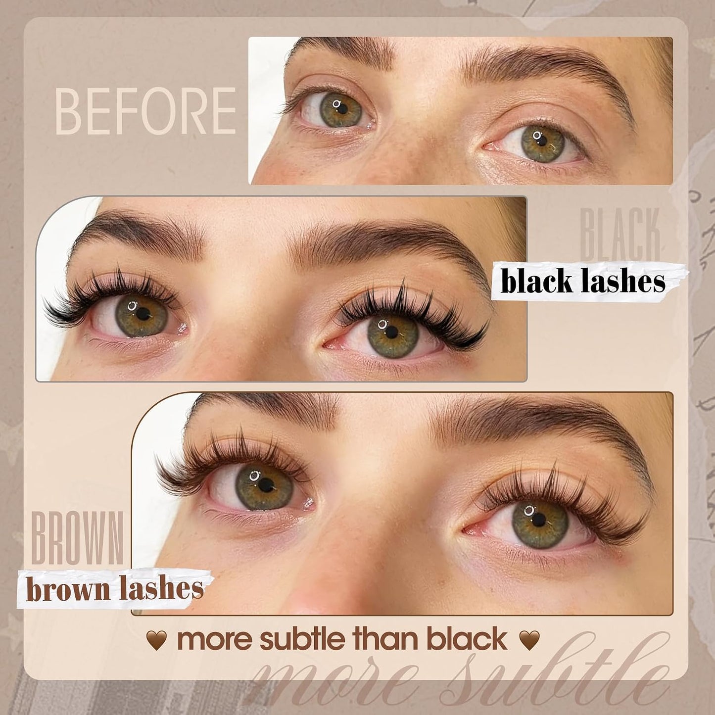 Anime Cluster Lashes - Brown Wispy Eyelash Extensions | C-Curly Spiky Manga DIY Pack (108 Pcs, 10-16MM)