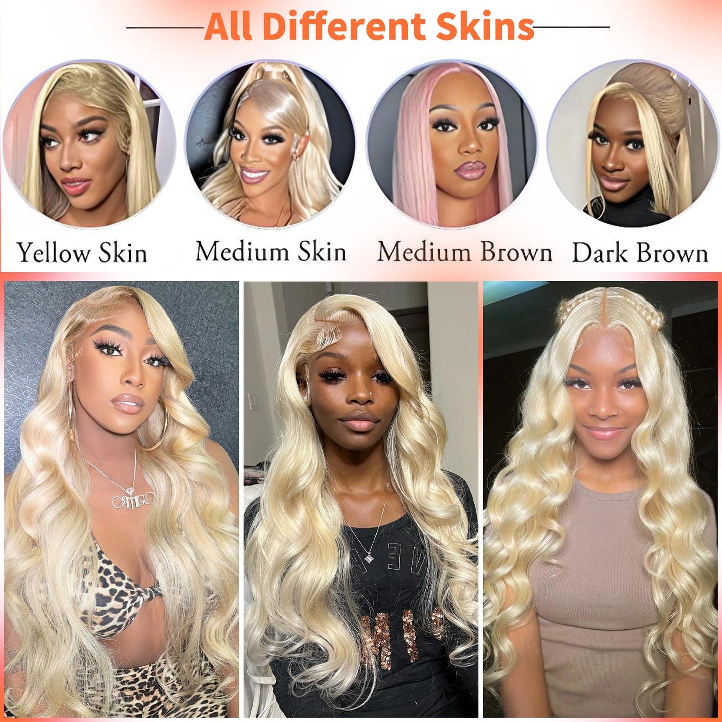 SUNKASA 32 Inch 613 Lace Front Wig Human Hair 200 Density 13x6 Body Wave Blonde Wig Human Hair HD Transparent Lace Front Wigs Blonde Glueless Wig for Women Pre Plucked with Baby Hair