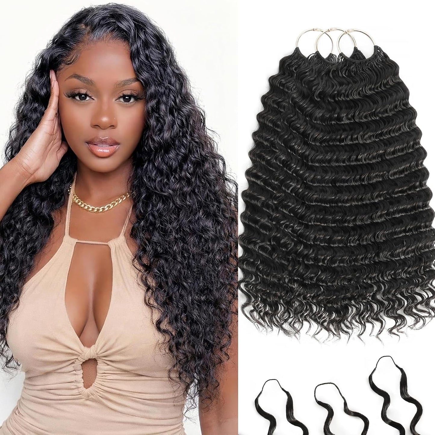 Feather Crochet Hair Extensions - 12 Inch 120g Invisible Miracle Knots for Black Women | Jerry Curly Pre-Separated Natural Black