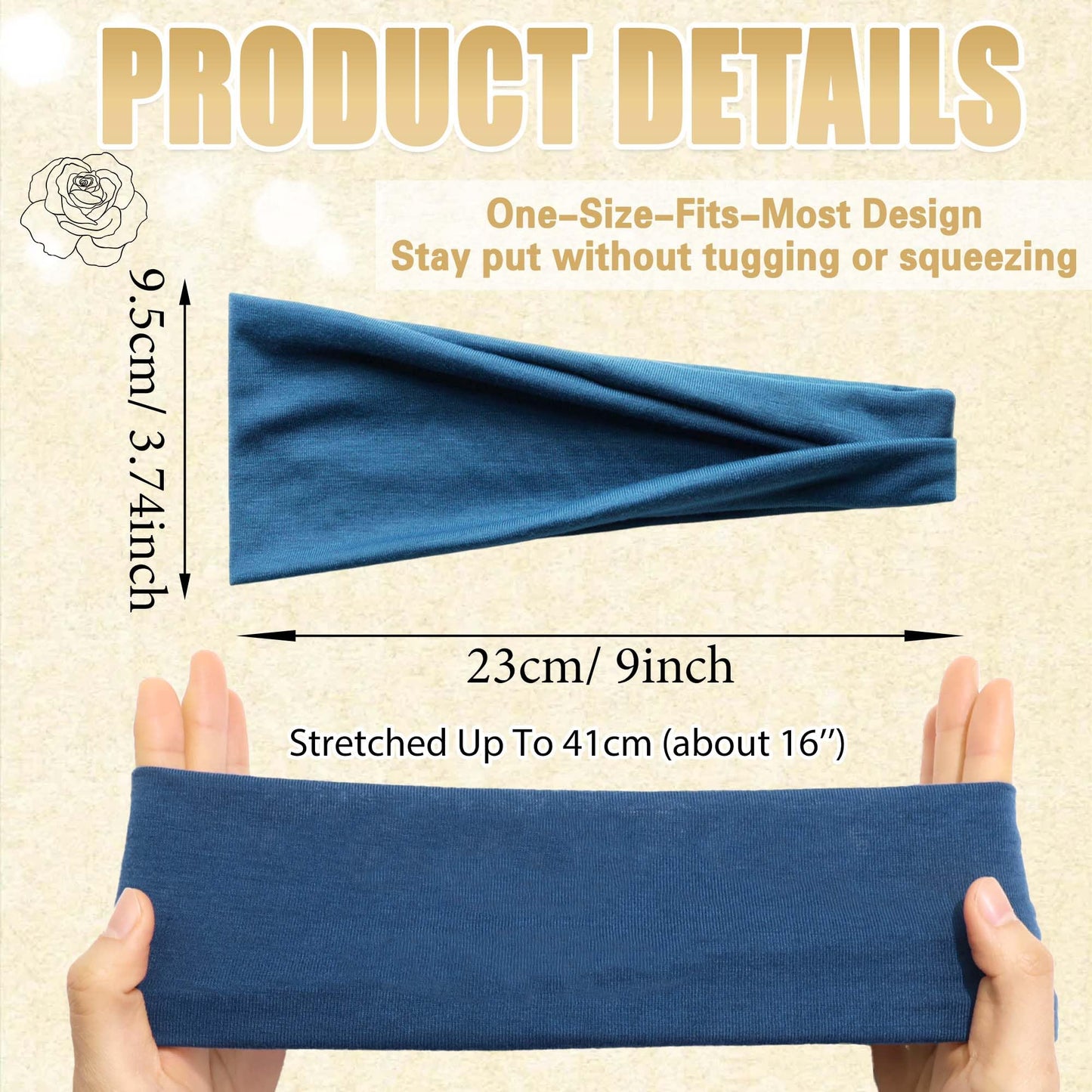FARSYOD Wide Headbands for women Non Slip Sweat Hairbands Solid Color Head Wraps Fashion Workout Turban Band Soft Stretchy Hair Bandana for Girls Women Daily Summer Vacation 6 Pack