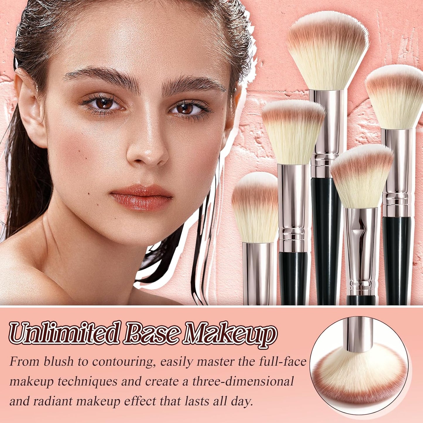 Premium Makeup Brush Set - 10 PCS Professional Synthetic Brushes for Blush, Eyeliner, Eyeshadow | Soft Hairs, Travel-Friendly (Black)