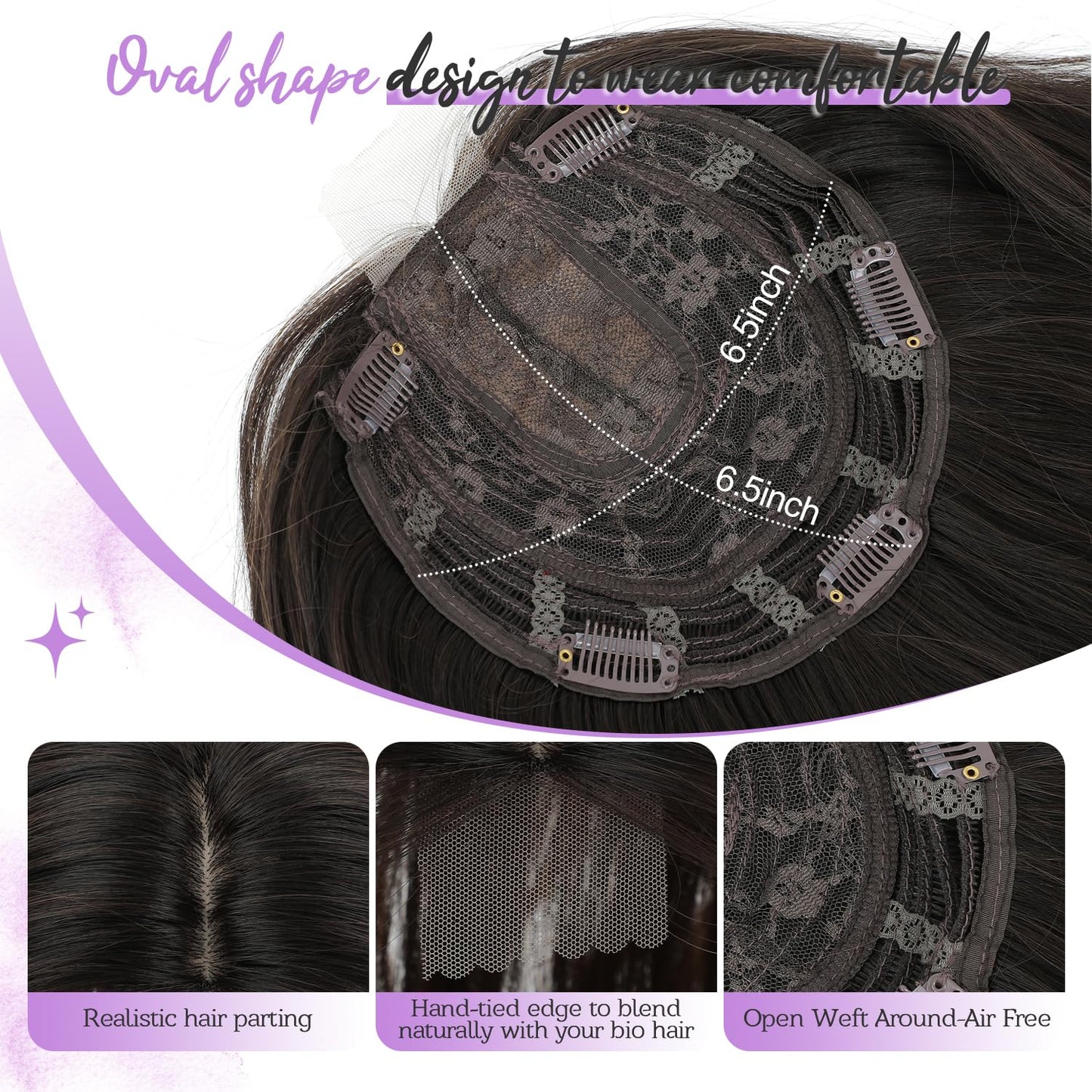 Fine Plus 18 Inch Hair Topper for Women with Thinning Hair, Synthetic Clip-in Hair Topper with Natural Body Wavy Texture Covers Gray Roots and Adds Volume Perfect for Daily Wear Parties and Vacation