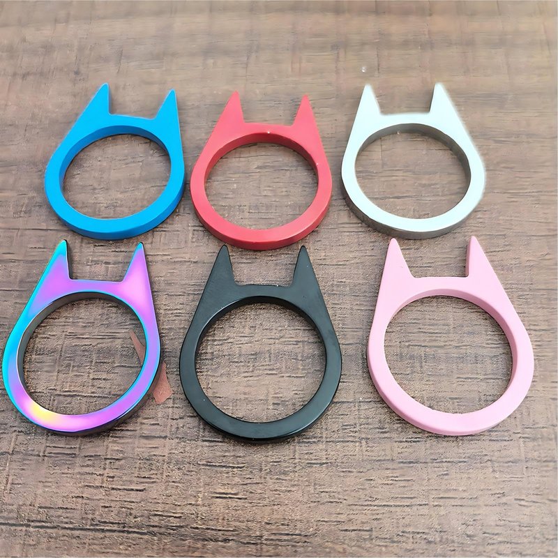 Ailiessy Cat Rings Set for Women Funny Finger Rings Stainless Steel Cat Kitty Ring Minimalist Kitten Animal Jewelry Gifts 6Pcs/Set (8)