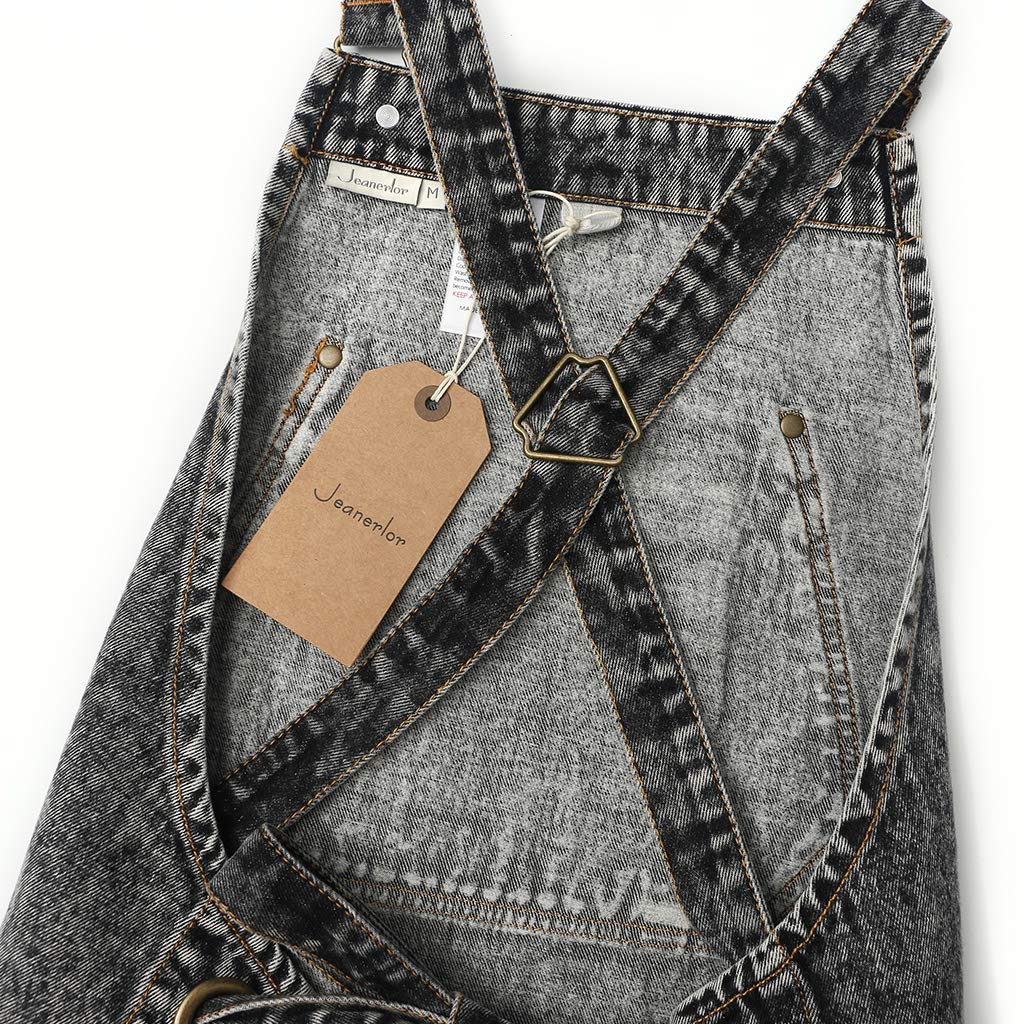 Jeanerlor - Cotton Denim Shop Black Tool Aprons with Pockets for Men - Jean Work Aprons for Men Cross Straps & Adjustable L to XXL