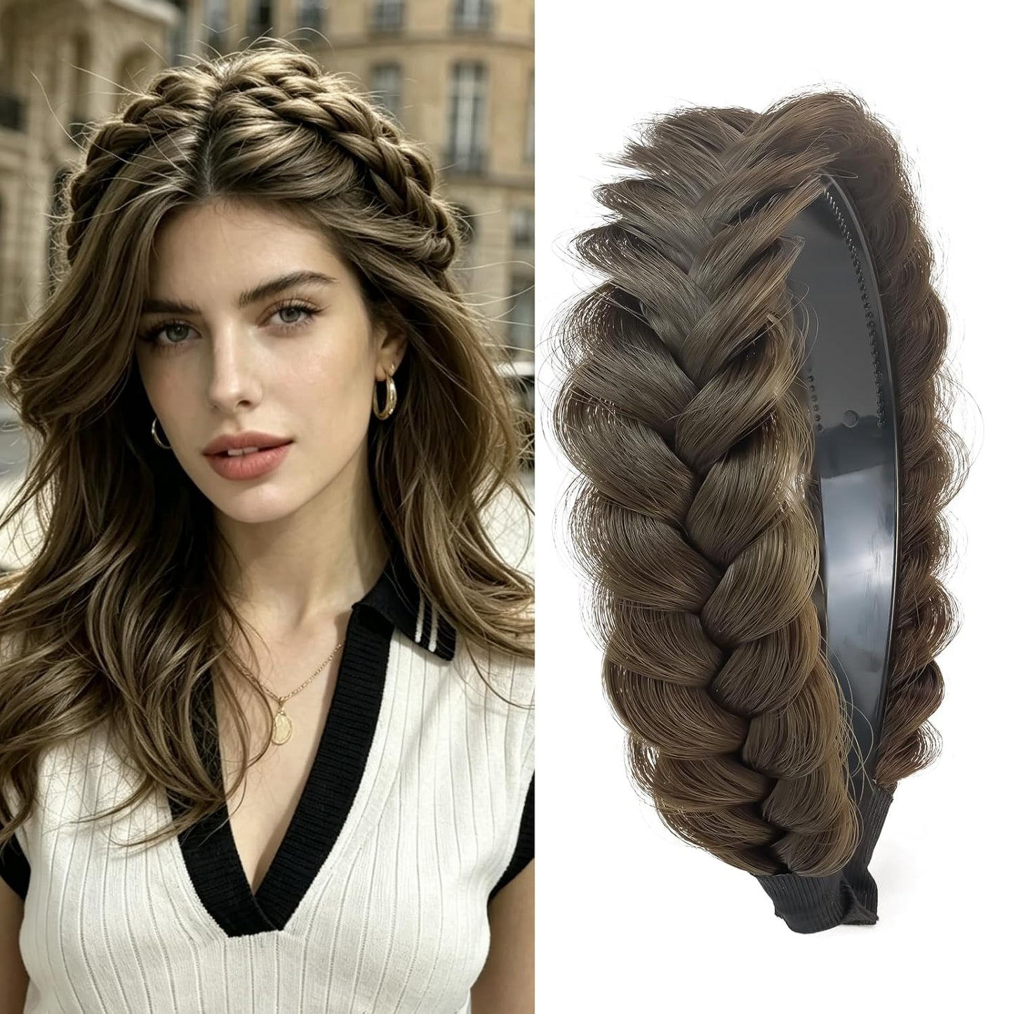 Braided Headband - Elastic Non-Slip Fashion Hair Accessory for Women & Girls | Ocher Color