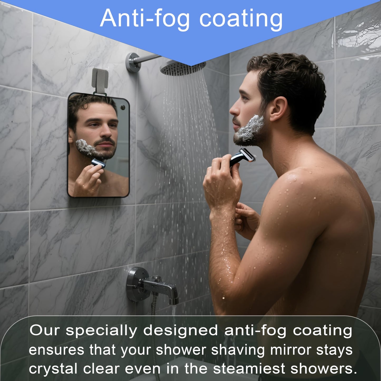 ZELIEVE Shower Mirror Fogless for Shaving Men Fog Free Anti Fog Bathroom No Fog Proof Anti-Fog Hanging Shatterproof RV (9” x 7” Z152)