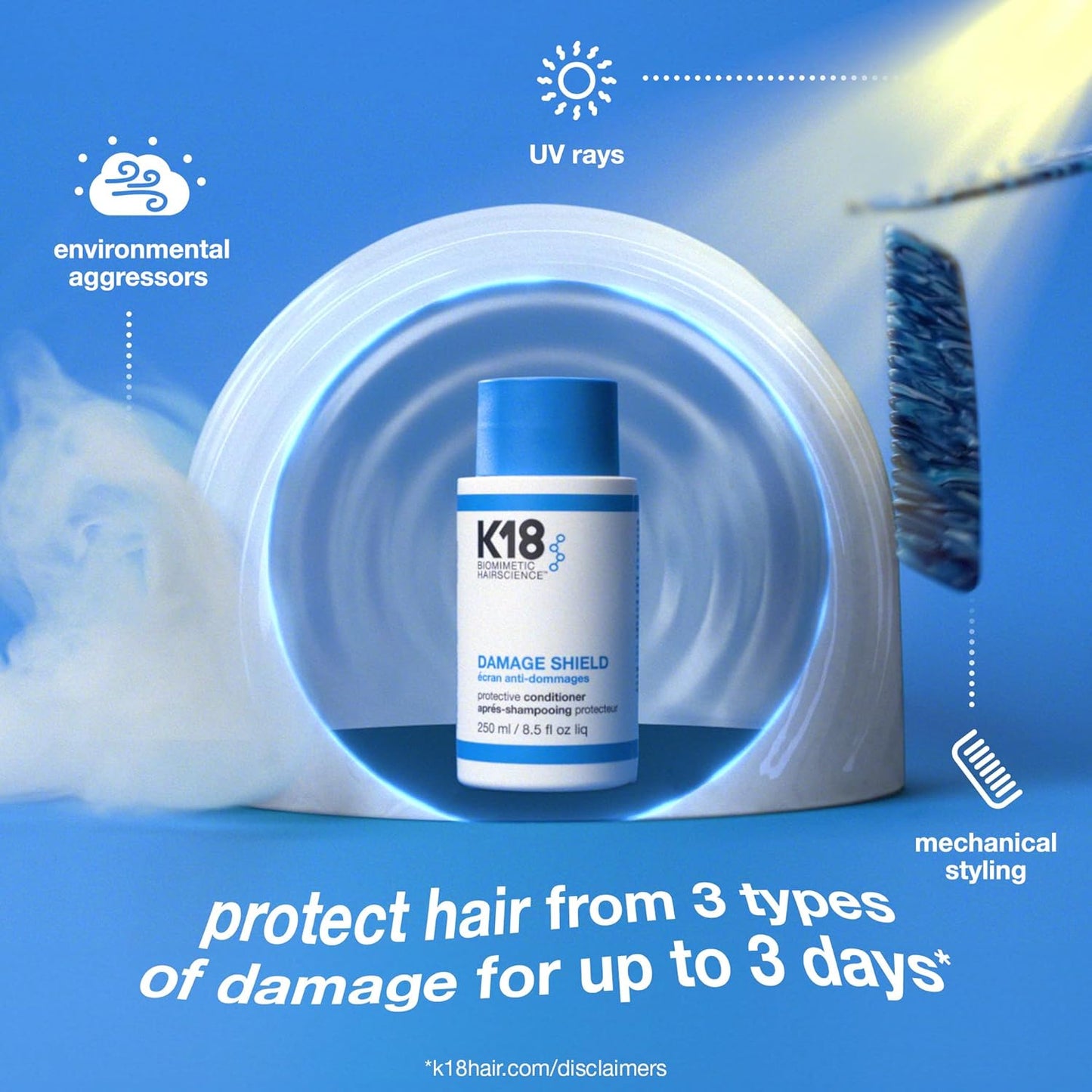 K18 Damage Control Trio - Damage Shield Shampoo, Conditioner & 4-Minute Hair Mask | Color-Safe Repair Set