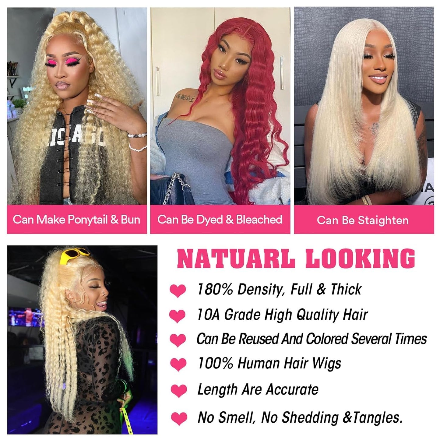 MYDIVA 613 13x6 Lace Front Wig Human Hair 30 inch Blonde Deep Wave Wig 180% Density 613 HD Lace Frontal Wig for Women Blonde Glueless Wigs Human Hair Pre Plucked with Baby Hair
