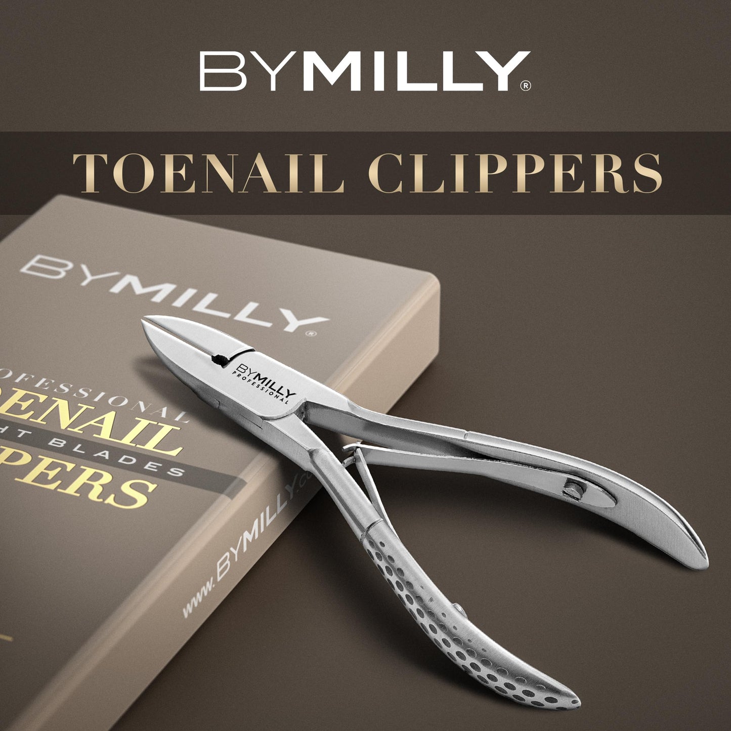 By MILLY Straight Blade Toenail Clippers for Thick Toenails, Professional Nail Clipper for Hard and Ingrown Toenails (Matte Silver)