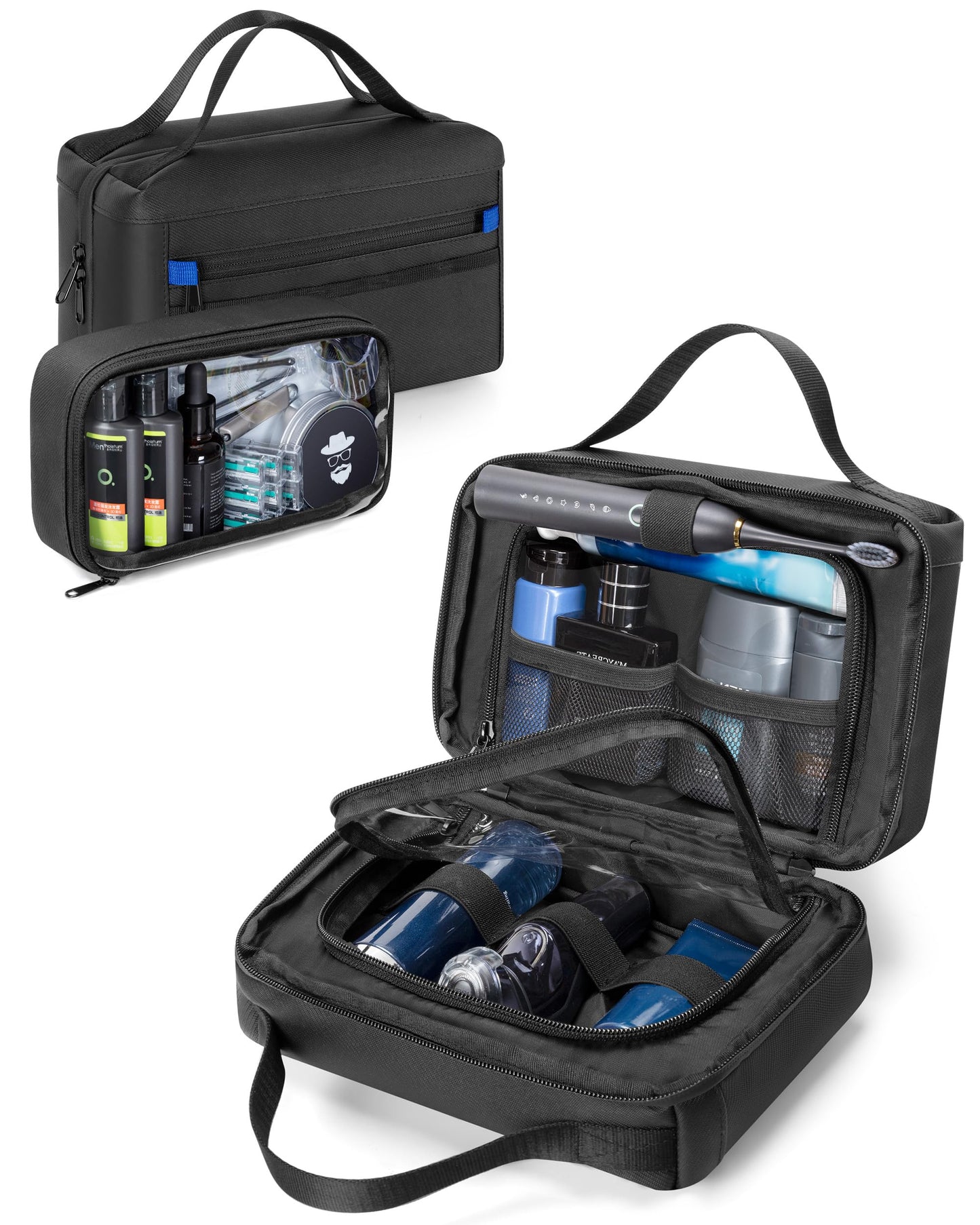 Marscamd Toiletry Bag with Travel Cube, Mens Water-Resistant Hygiene Bag, Versatile Organizer for Shaving Accessories, Bathroom and Shower Essentials, Black