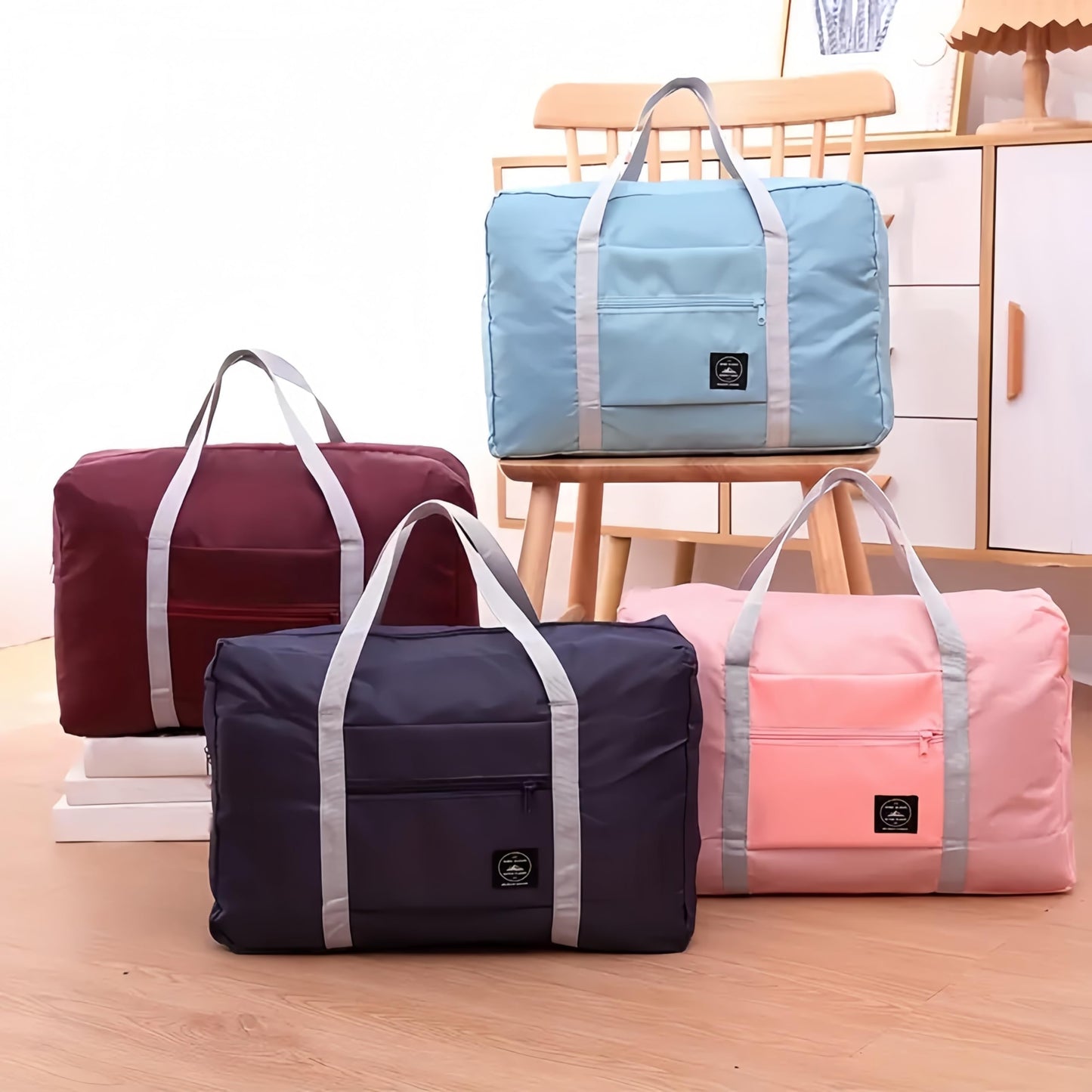 Travel Duffle Storage Bag, Portable Lightweight Large Capacity Luggage Shoulder Bag, Foldable Luggage Bag, Outdoor Supplies, Travel Supplies(Pink)