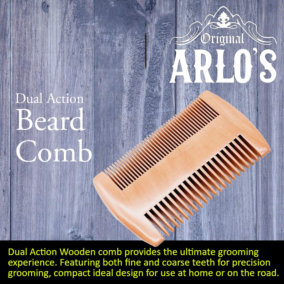 Arlo's 6-PC Mens Beard Grooming Set with Rid the Itch and Smooth and Shiny Beard Oils, Beard Brush, Beard Comb, Scissors, and Carrying Bag