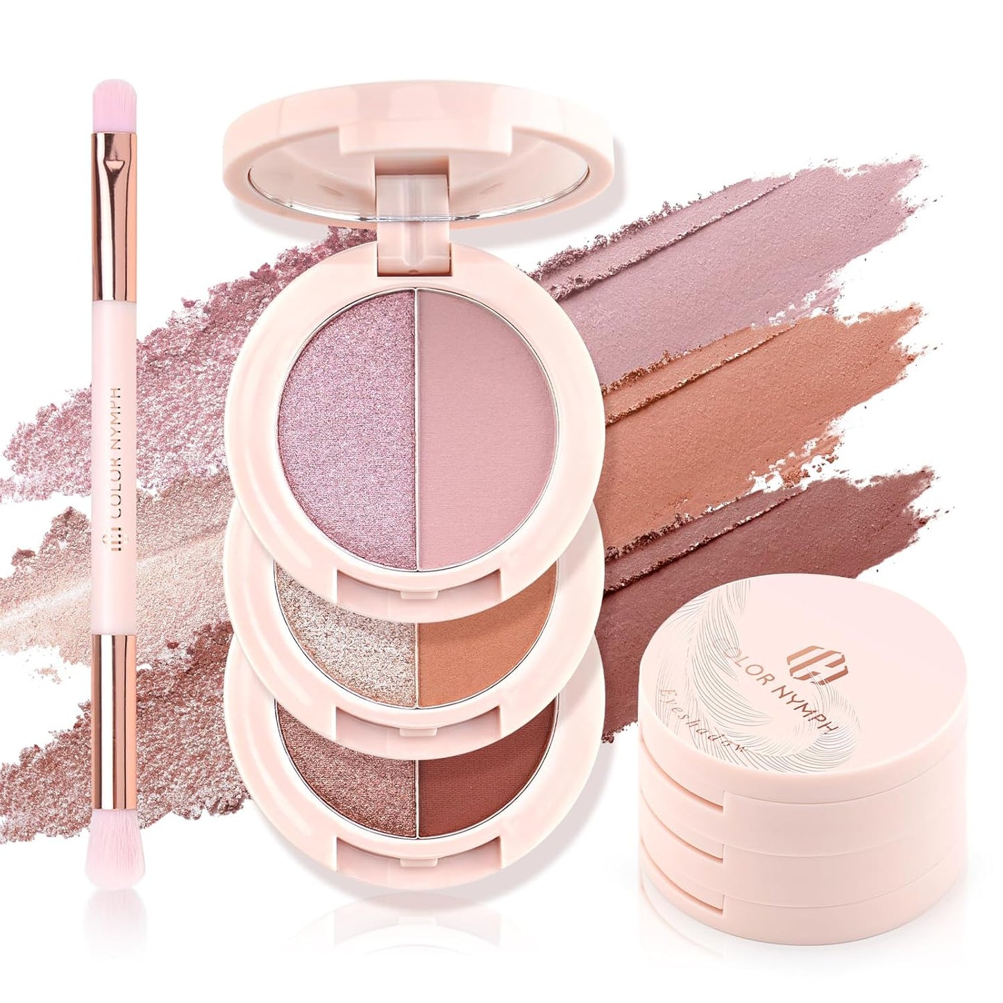 6 Colors Eyeshadow Makeup Palette - Shimmer & Matte Long-Lasting Kit | Travel Size with Brush & Mirror
