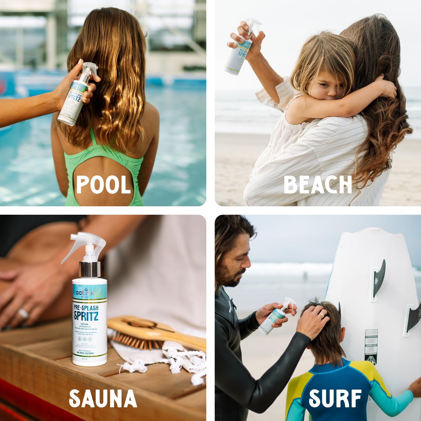Pre-Swim Hair Protection Spray – Chlorine, Salt Water & Sauna for Swimmers - Coconut Oil, Jojoba, Aloe Vera & Vitamin E Leave-In Conditioner - Protects Color-Treated & Dry Hair, Made in USA