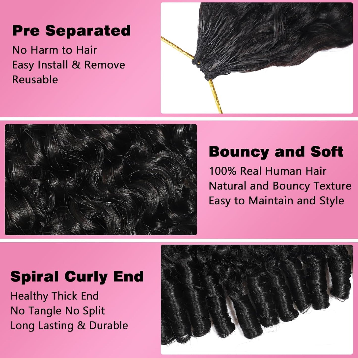 Burmese Curly Crochet Hair Extensions - 20 Inch, 120g, Knotless, Lightweight Remy Hair in Natural Black