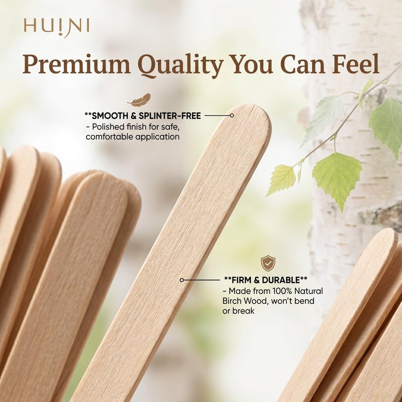 Huini 1000 Ct. Wooden Waxing Applicators Sticks for Face & Eyebrows Wax Spatula Hair Removal CD-S02-3