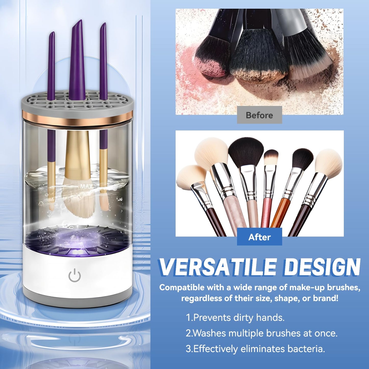 Electric Makeup Brush Cleaner - Portable Compact Design for Travel Home Use - Professional Makeup Brush Cleaning Machine - Automatic Makeup Brush Cleaner (Extra small)