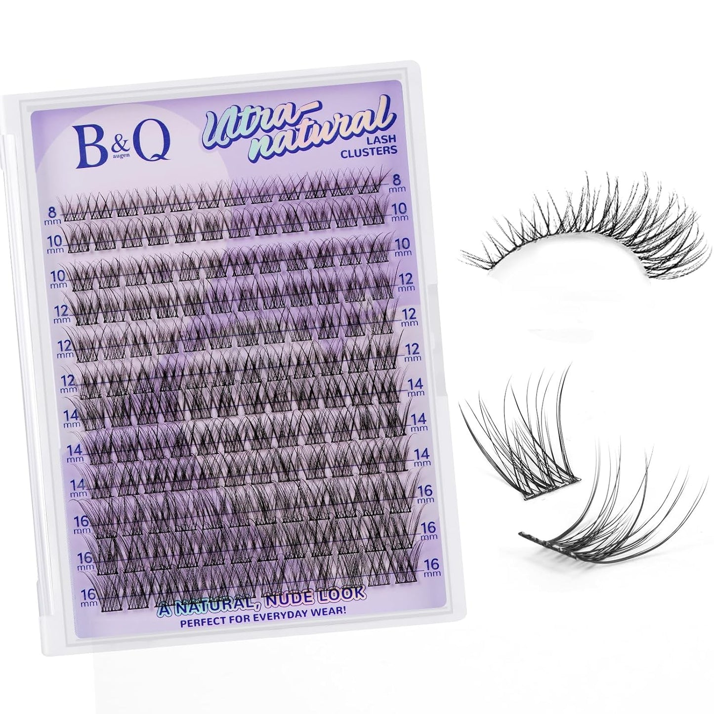 Eyelash Extension Kit - 10-18mm D Curl Lash Clusters with Bottom Lashes | DIY Bond & Seal Applicator