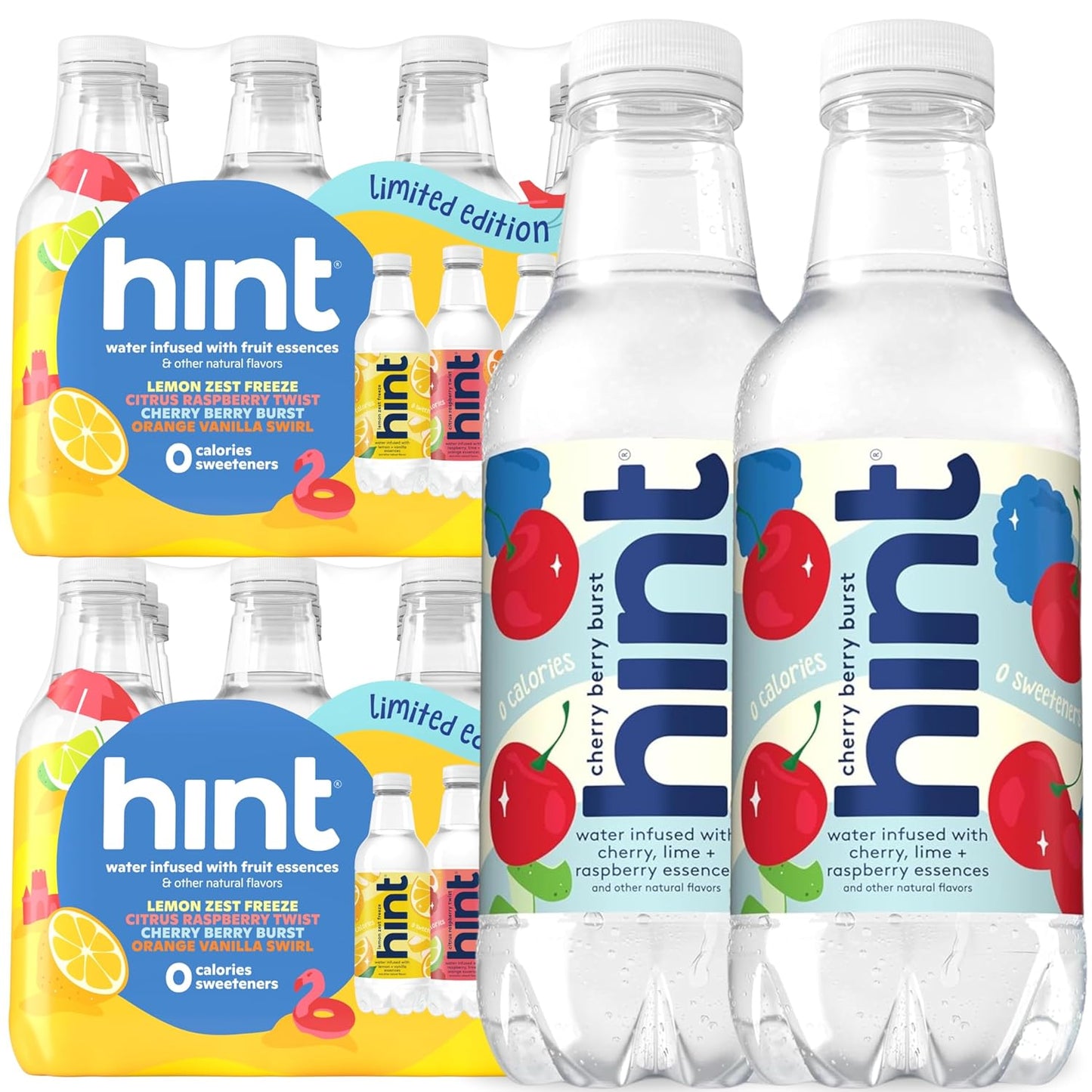 Hint Infused Bottled Water Variety Pack - Sugar-Free, Zero Calorie Natural Flavors | 16 Fl Oz (Pack of 12)