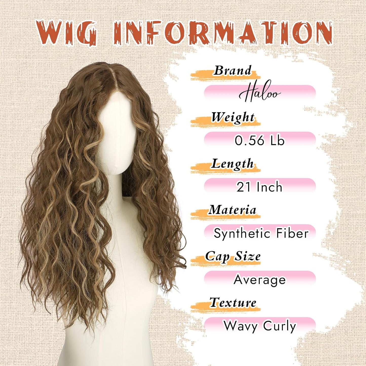 Brown Lace Front Wigs for Women - Natural Hairline, Long Wavy Curly, 21 Inch | Glueless & Beginner Friendly
