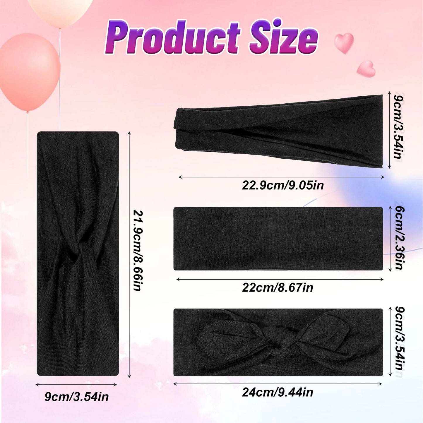 Molain 4 Packs Black Headbands for Women, Stretchy Anti-Slip Head Bands Multi-Style Headbands Soft Womens Headscarf for Yoga Workout Sports & Daily Fashion Hair Accessories