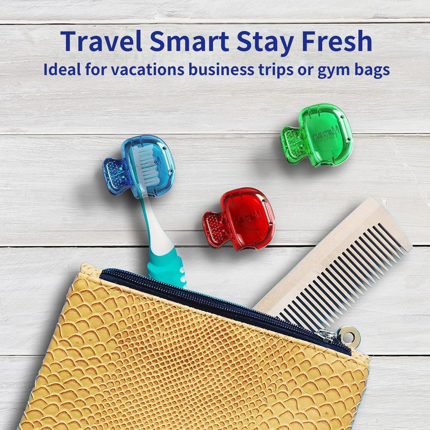 Toothbrush Covers - 4 Pack Portable Clip-On Protectors for Travel & Home | Blue & Red