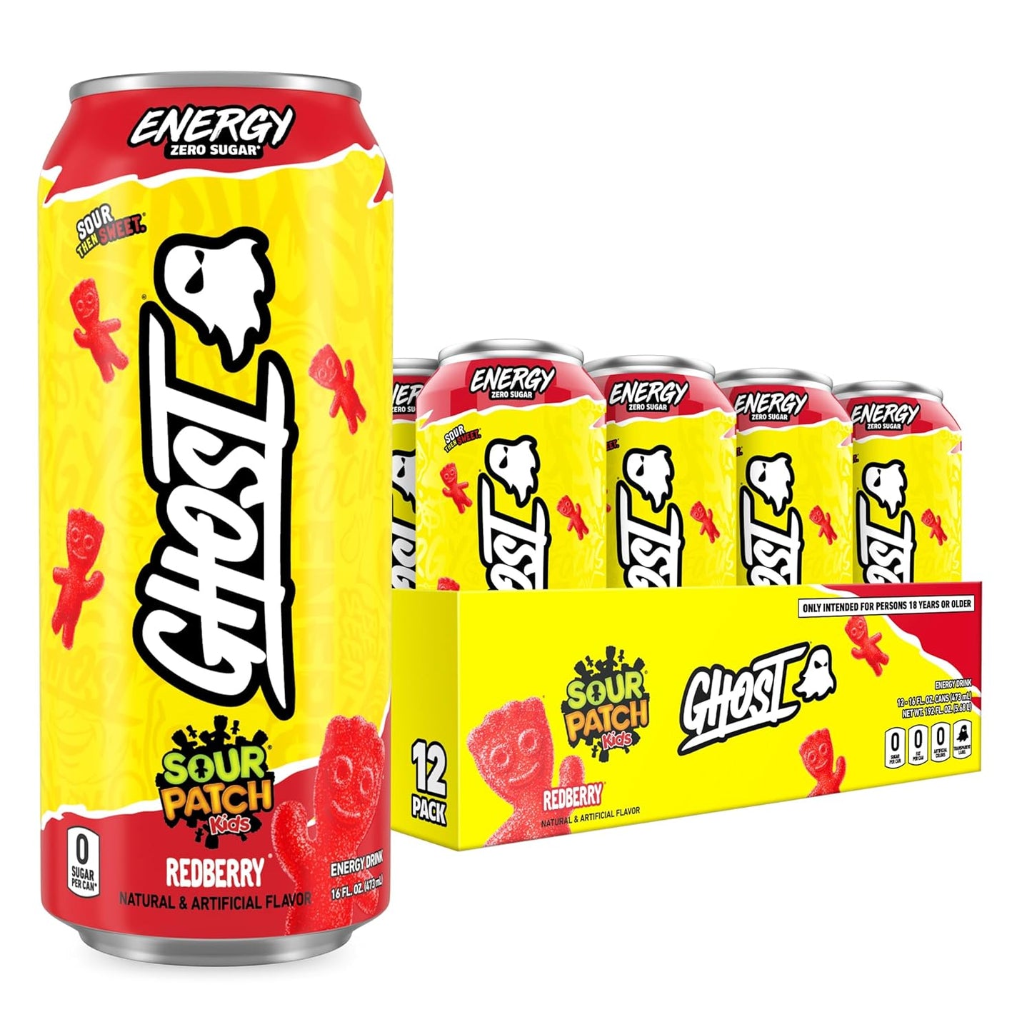 GHOST Energy Drink - 12-Pack Welch's Grape 16oz Cans | Natural Caffeine, Vegan & Gluten-Free Energy Boost