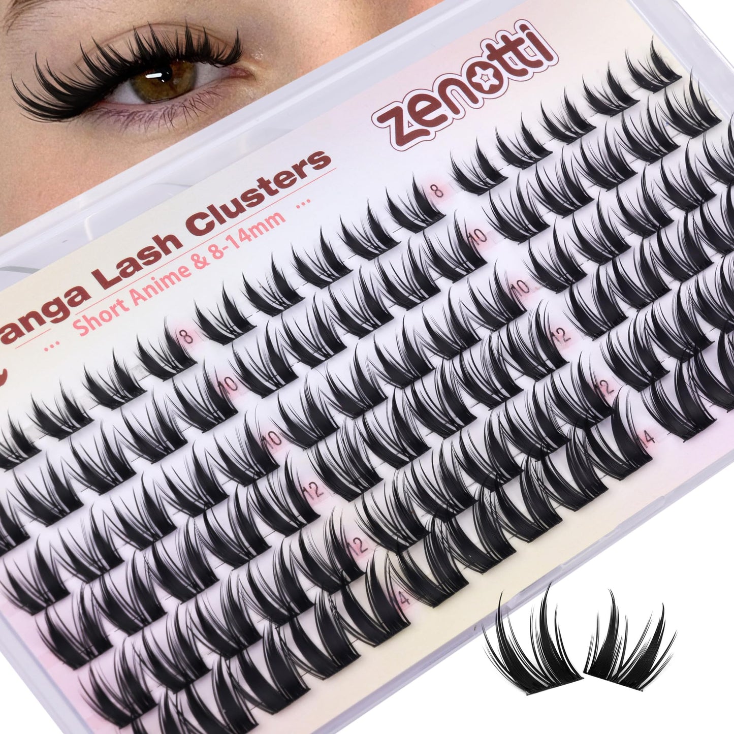 Manga Lash Clusters Anime Eyelash Clusters Wispy Cluster Eyelash Extensions Natural Bunny Fairy Individual Lashes Short 8-14MM CC-Curly Wet Look Lashes Extensions by zenotti