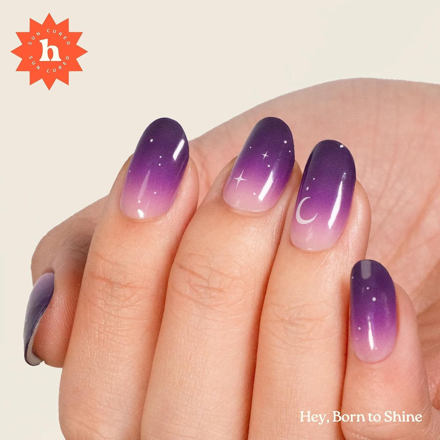 Semi Cured Gel Nail Strips - Easy Apply & Remove Purple Ombre | 28 Strips, Prep Pads & Nail File Included