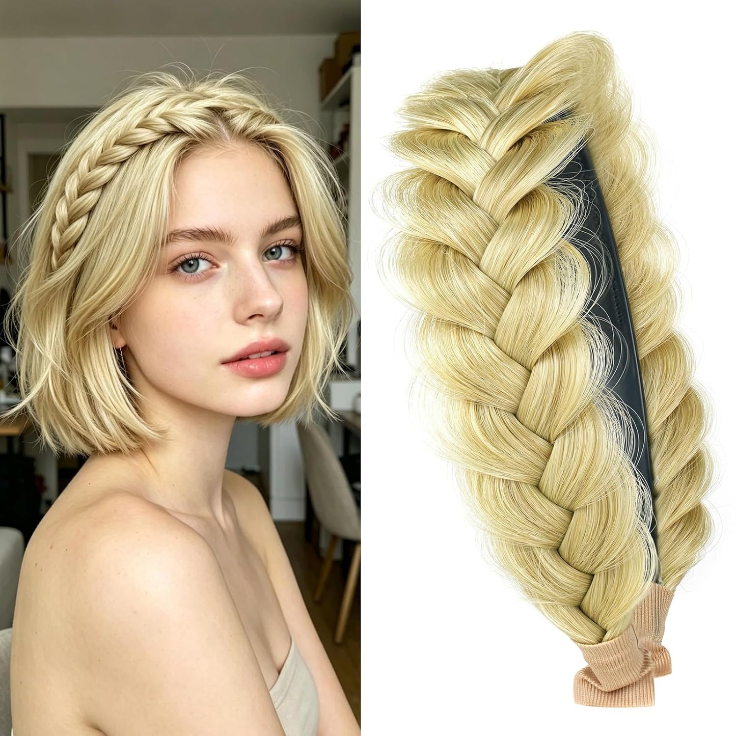 Braided Headband - Elastic Non-Slip Fashion Hair Accessory for Women & Girls | Ocher Color
