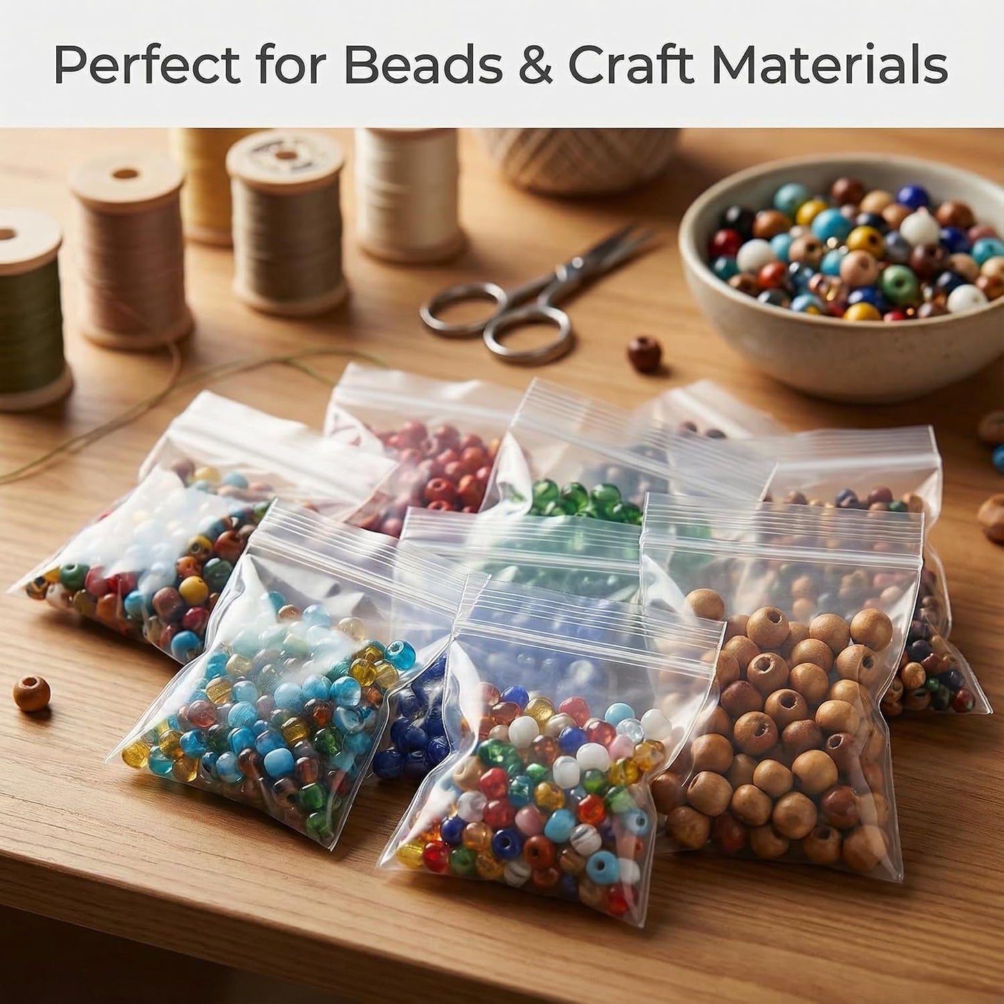 Clear Zip Lock Plastic Bags - 100 Pcs Mini 1.6" x 2.4" Pouches for Jewelry, Beads, Pills & Craft Storage | 4 Mil Thick