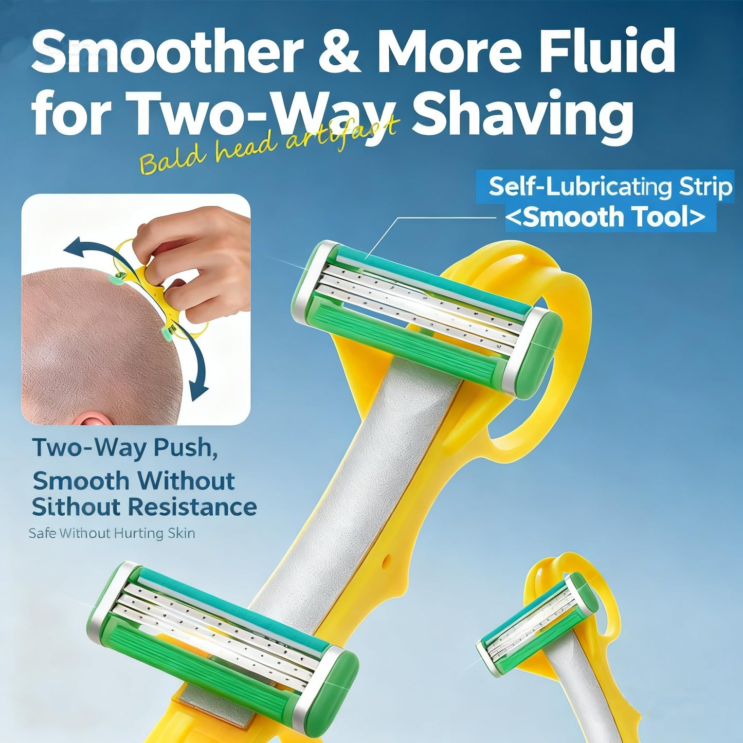 Fast Hair Clipper, Mens Manual Razor, Self-Haircut Trimmer Kit for Head, Beard, and Body, Double Fast, for Home & Travel (1PCS) (YELLOW)