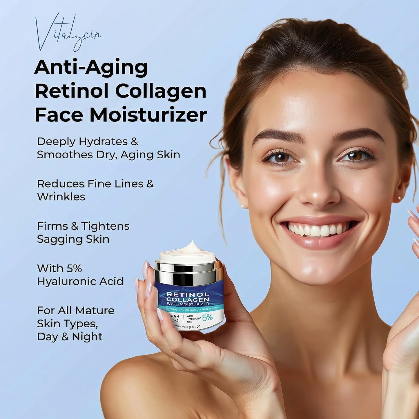 Face Moisturizer for Aging Skin - Retinol & Collagen Cream for Mature Skin | 1.7 fl. oz, Unscented