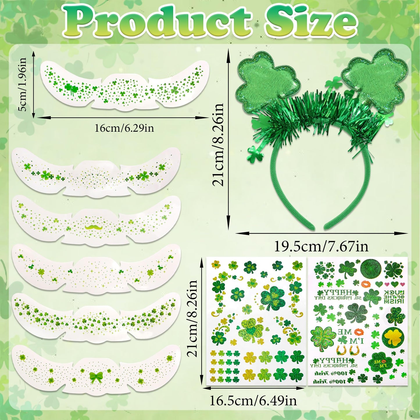 STGDAK St. Patrick's Day Headbands Shamrock Hair Bands Glitter Green Sequin Head Band Clover St. Patrick's Day Hair Accessories For Women Girls Hair Face Irish Party Favors
