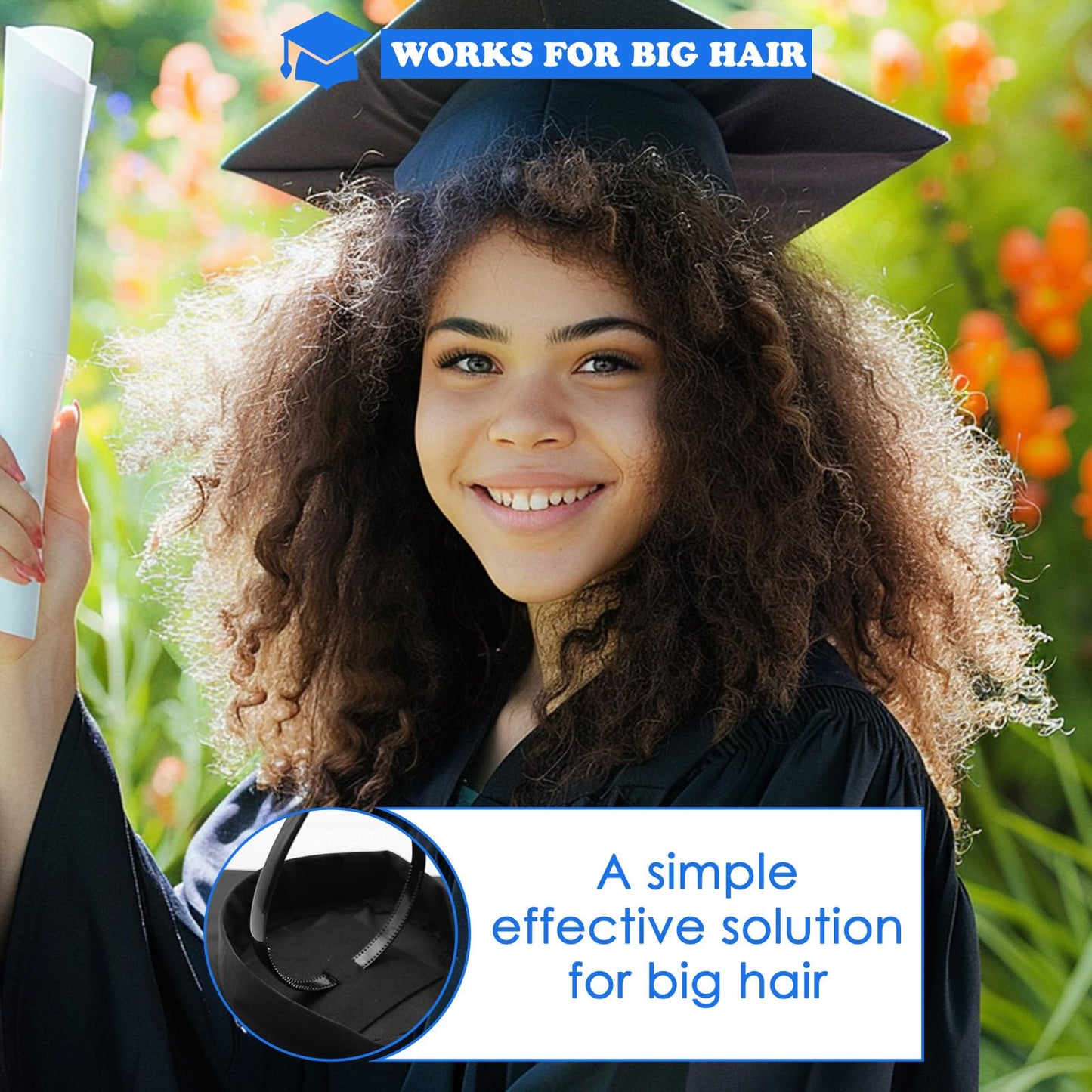 GIURKUU 2 Pcs Graduation Cap Headband, Anti-fall Firm Hair Band for Graduation Cap, Graduation Gifts Hat Insert Accessories for Graduates, Students, Women