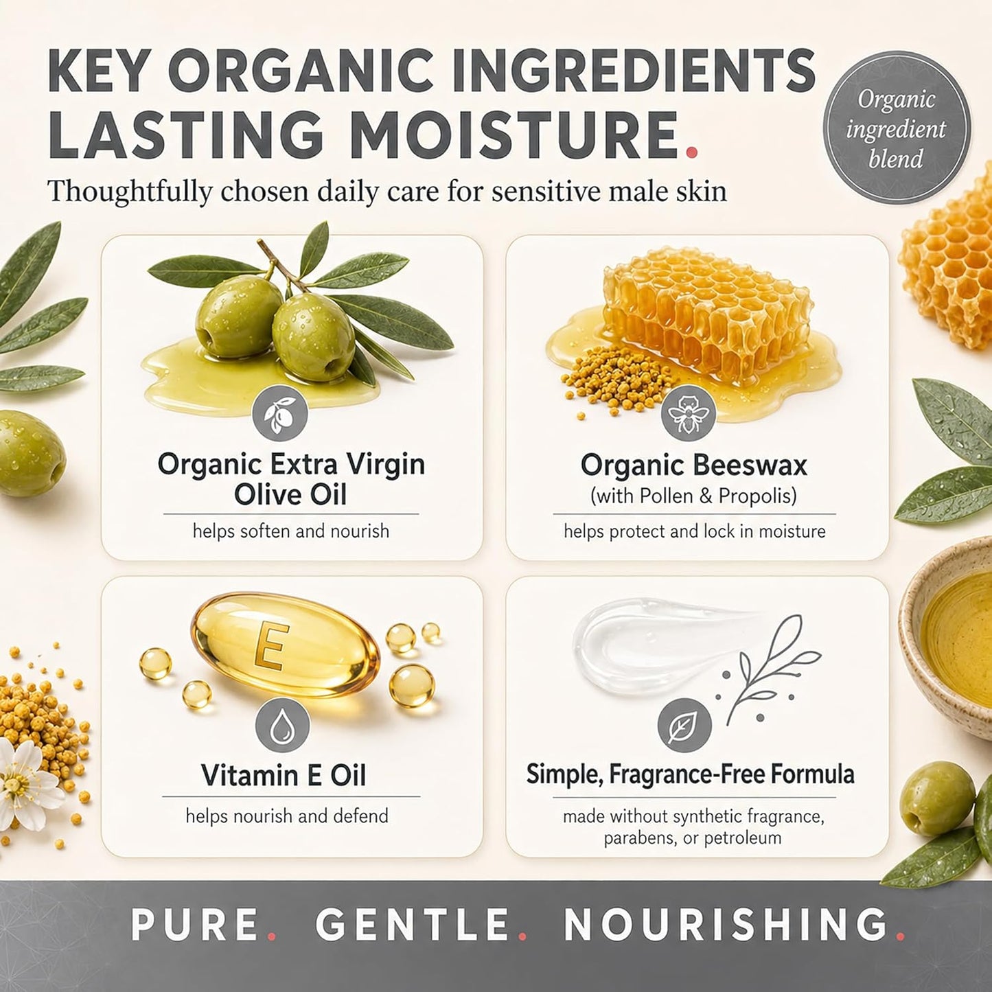 Organic Penile Health Cream - USDA Certified Natural Moisturizer for Dry, Chafed Skin | 2 oz
