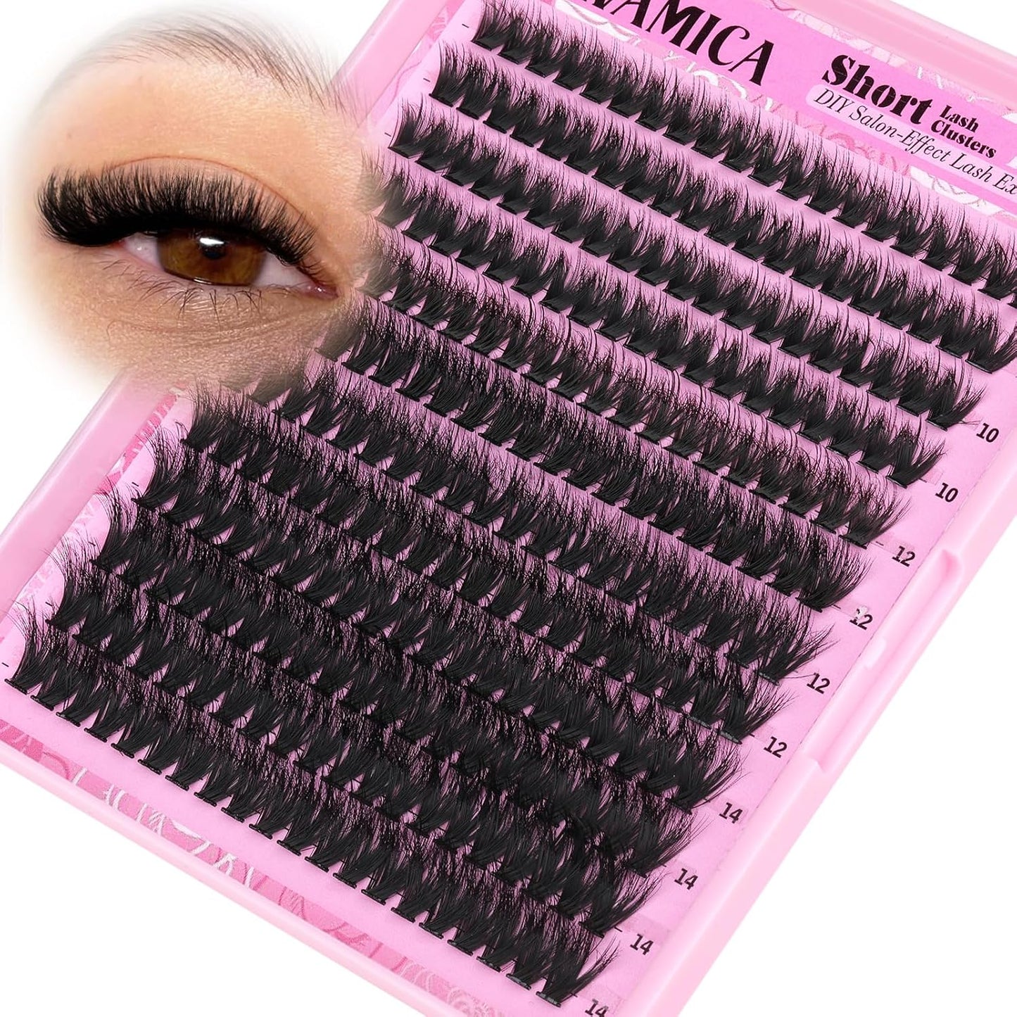 Fluffy Lash Clusters - 10-14mm D Curl Individual Eyelash Extensions | Thick 200D Volume for Soft Glam