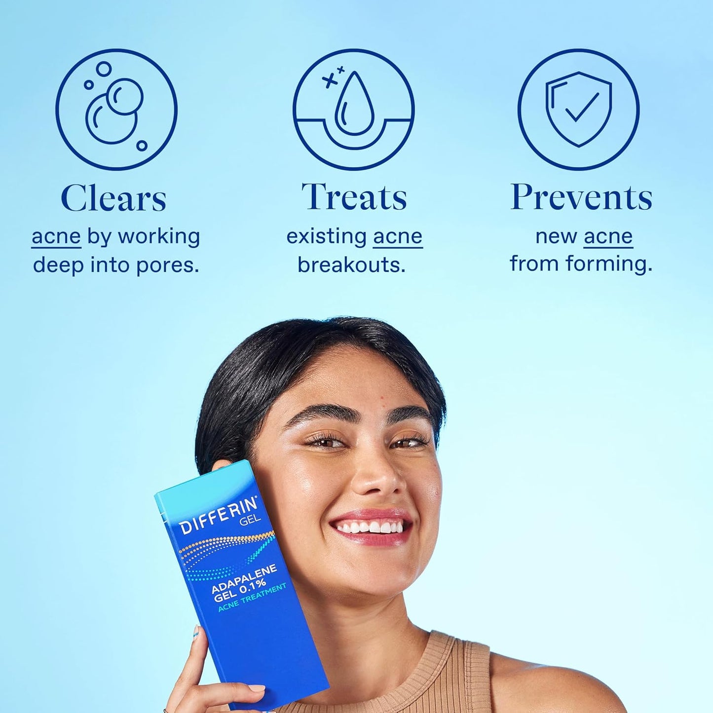 Differin Acne Treatment Gel - 0.1% Adapalene Retinoid for Acne-Prone Skin | 45g Pump, 90-Day Supply