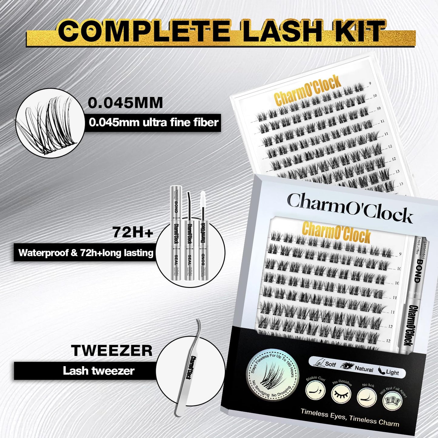 Lash Clusters Kit - 140PCS Featherlight Individual Lashes with Odorless Fast-Drying Glue | Beginner-Friendly Eyelash Extension Set