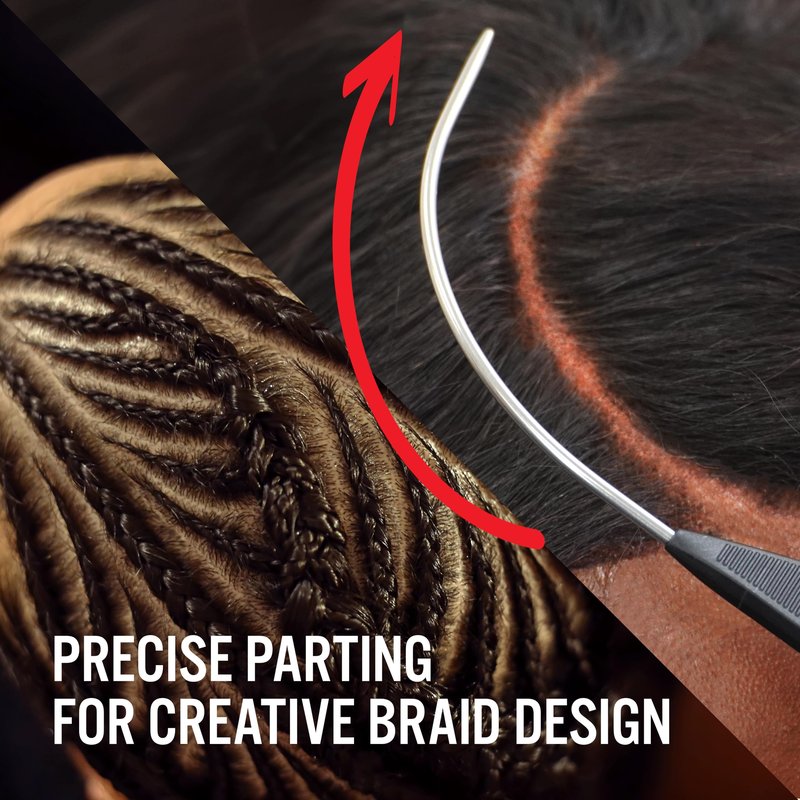 Hair Styling Curved Pintail Parting Comb 3 Pack - Curved Tail Comb for Parting, Sectioning, Detangling and Grooming - Heat Resistant, Ideal for Creative Braid Design, Protective Style