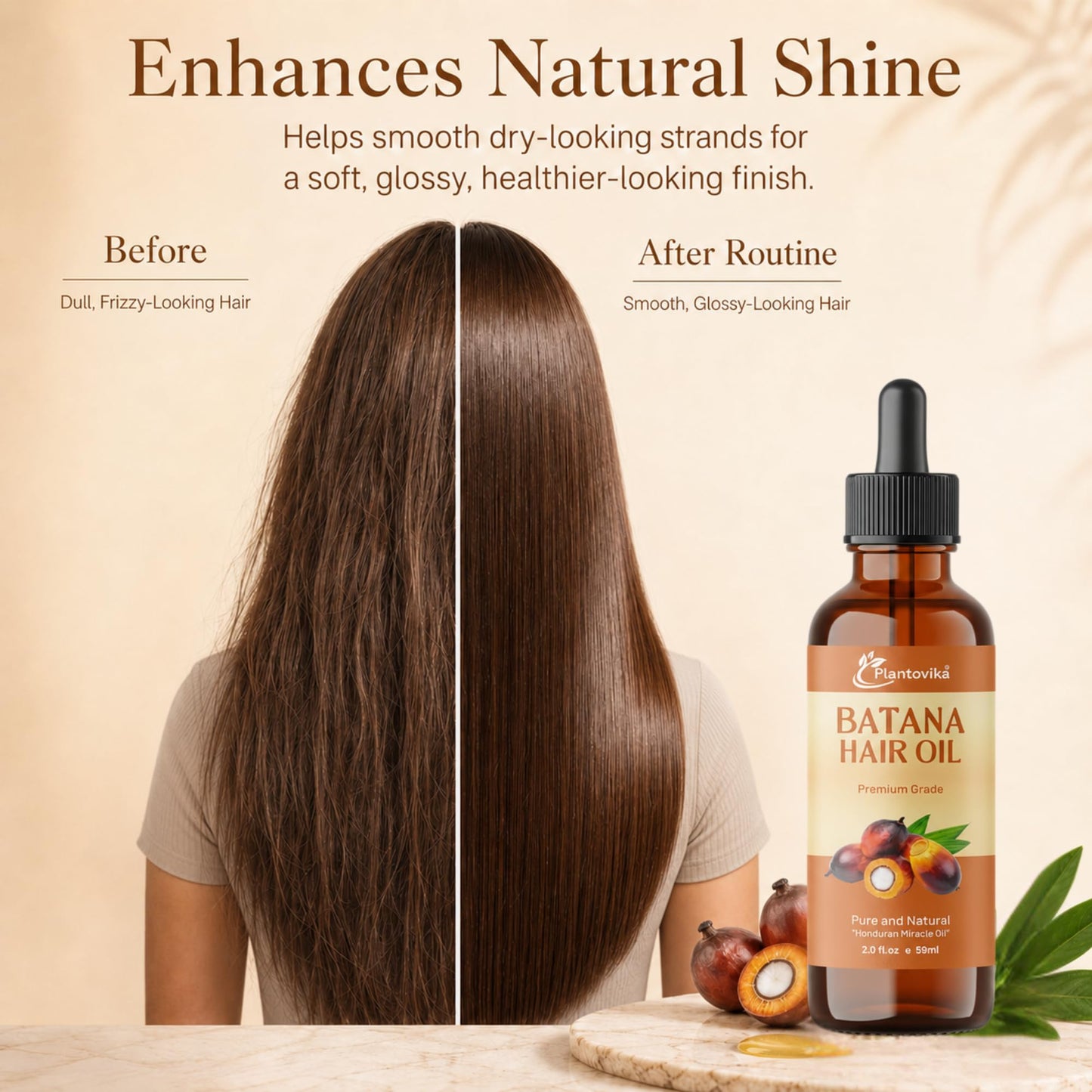 Plantovika Batana Oil for Hair Growth, 100% Pure Honduran Cold-Pressed Raw Unrefined Hair Mask & Scalp Treatment, Dr. Sebi Inspired for Damaged Hair, Men & Women, All Hair Types, 2 fl oz