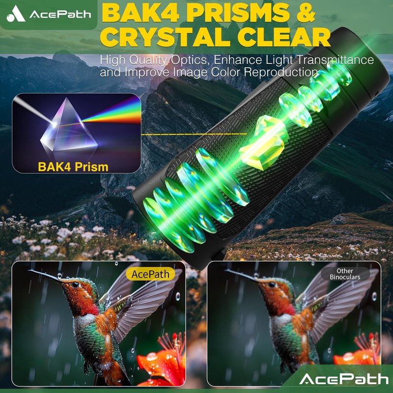 AcePath 15x56 Binoculars for Adults High Powered - Large View Binoculars with Clear Low Light Vision - Waterproof Compact Binocular for Hunting Camping Cruise Travel Bird Watching